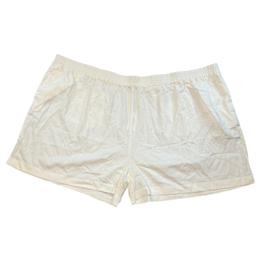 Universal Standard 4XL White Linen Blend Lounge Shorts Womens Elastic Waist